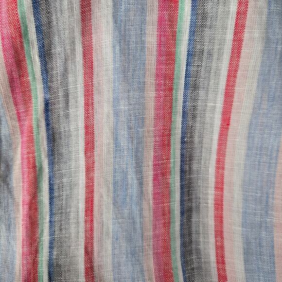 Frank & Eileen Multi Stripe Green White Pink Blue Eileen Linen Shirt Size Medium - Picture 4 of 6